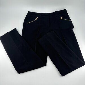 Anne Klein Womens Black Dress Pants Size 10 Gold Zipper Pockets